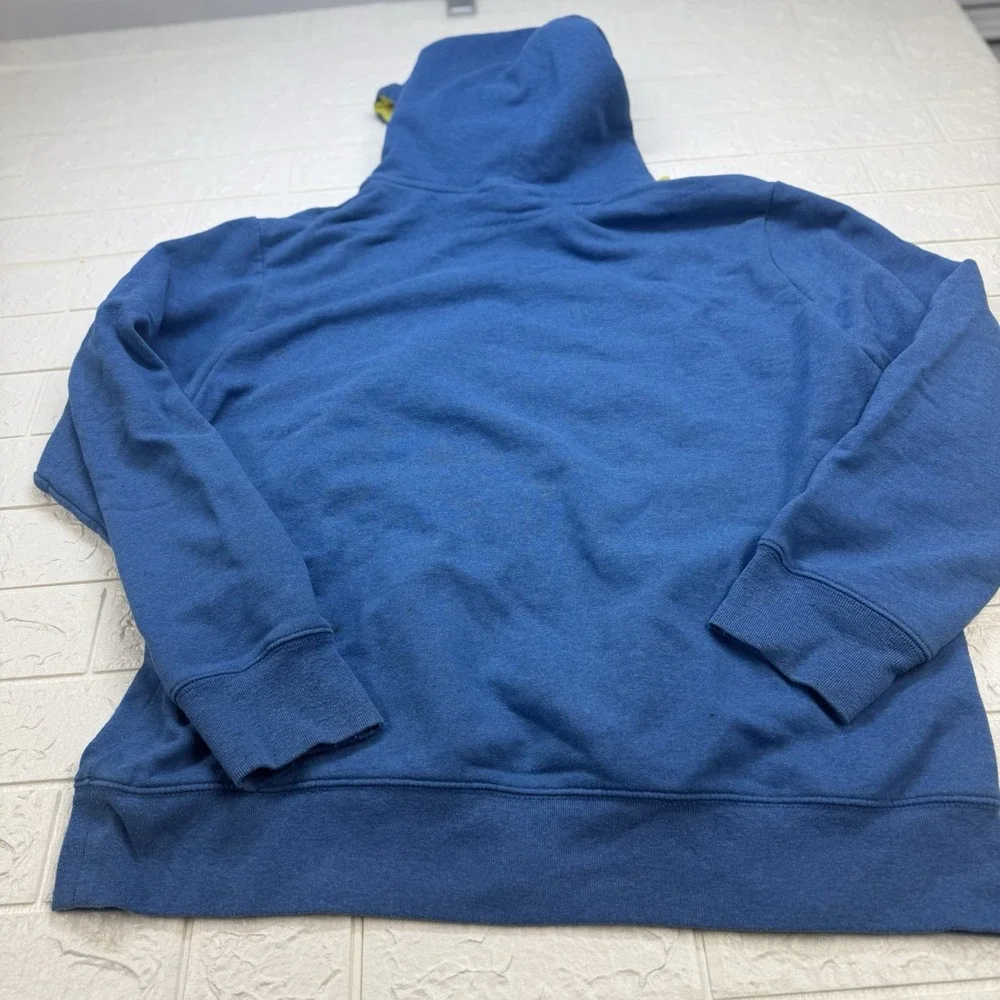 The North Face Hoodie Mens XL Blue Yellow Never Stop Exploring Pullover Fleece